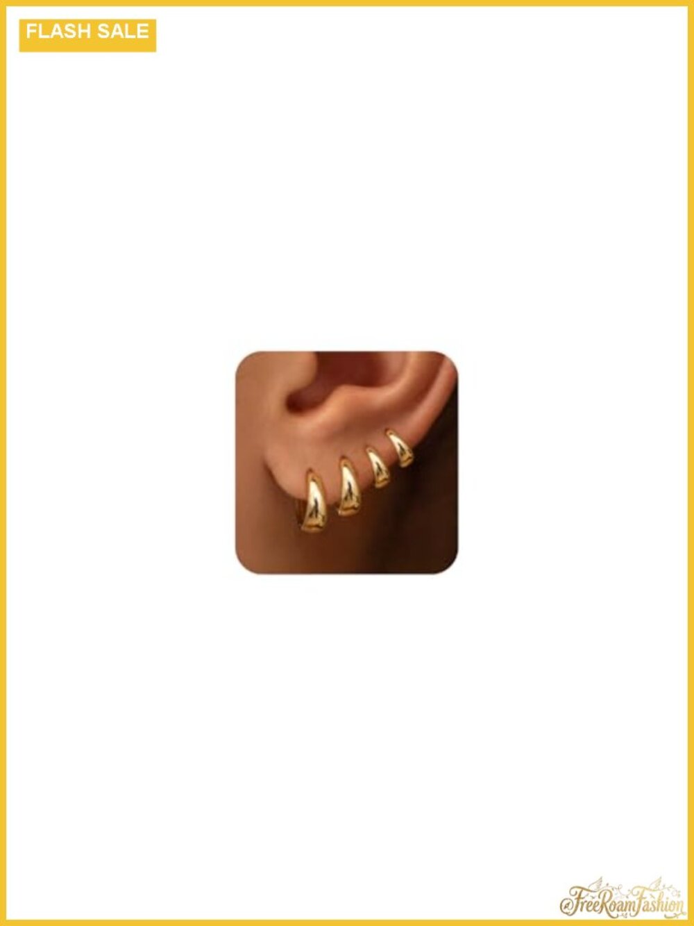 14K Gold Plated Chunky Huggie Hoop Earrings Set for Women - Hypoallergenic
